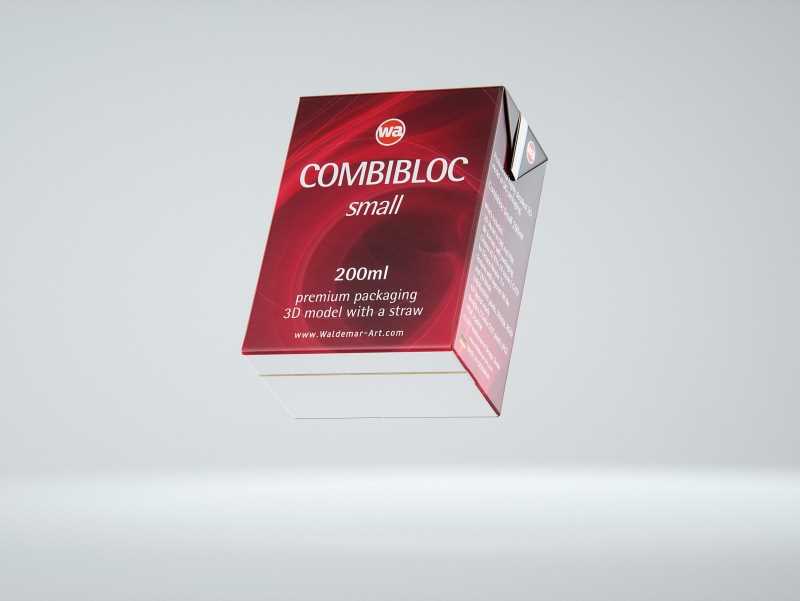 SIG CombiBloc Small 200ml with perforation and a straw hole packaging 3D model pak