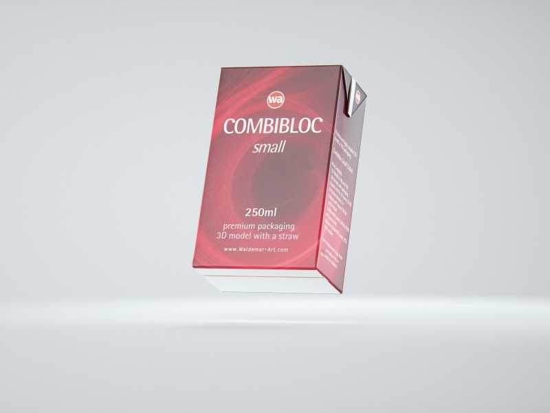 SIG CombiBloc Small 250ml with perforation and a straw hole packaging 3D model pak