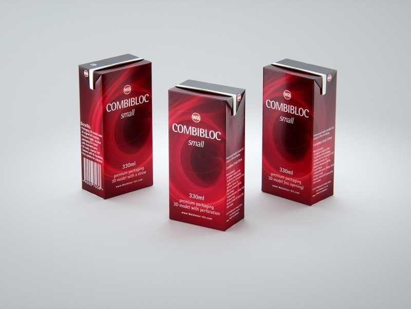 SIG CombiBloc Small 330ml with perforation and a straw hole packaging 3D model pak
