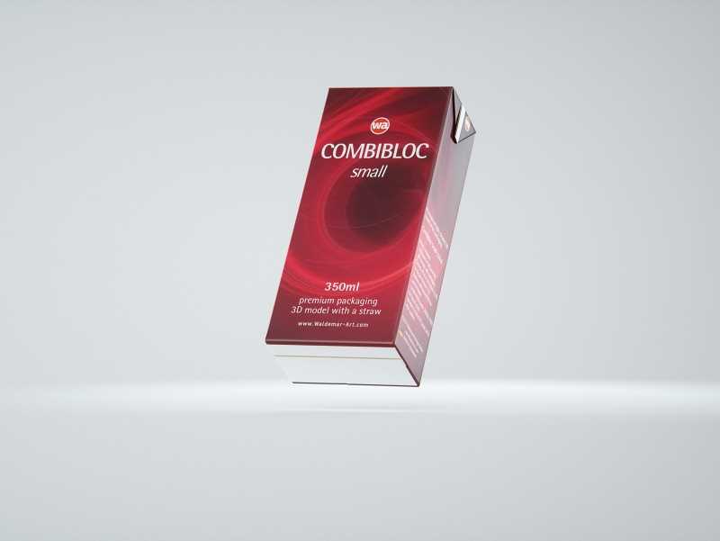 SIG CombiBloc Small 350ml with perforation and a straw hole packaging 3D model pak