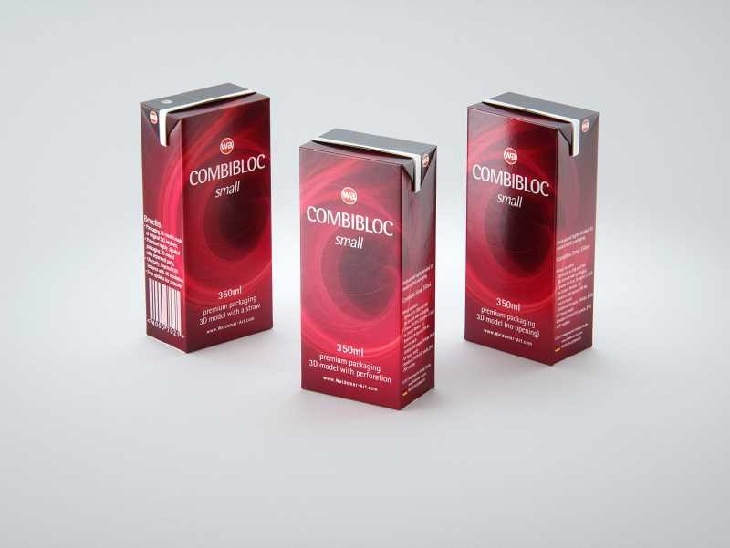 SIG CombiBloc Small 350ml with perforation and a straw hole packaging 3D model pak