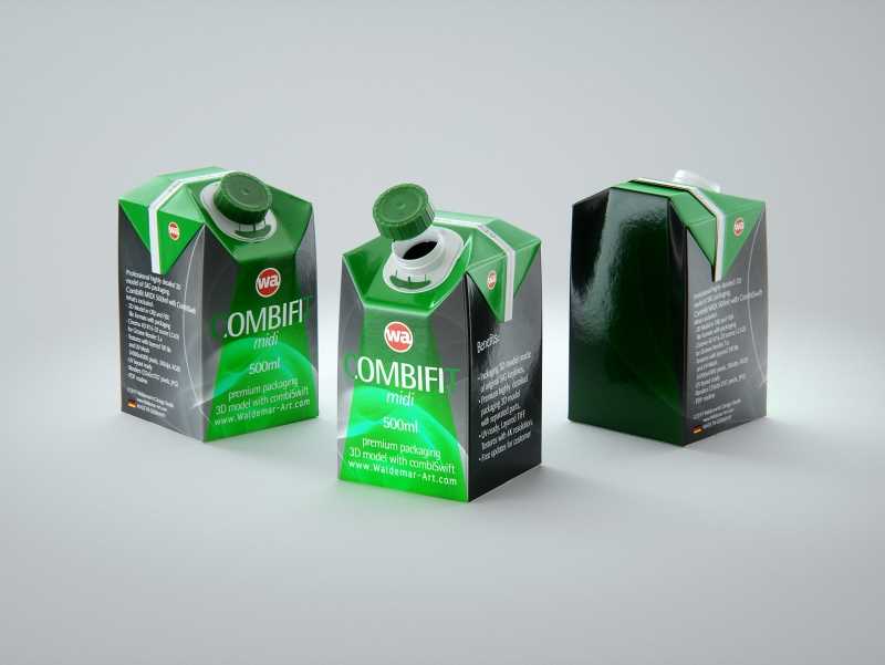 SIG combiFit Midi 500ml with combiSwift closure packaging 3D model