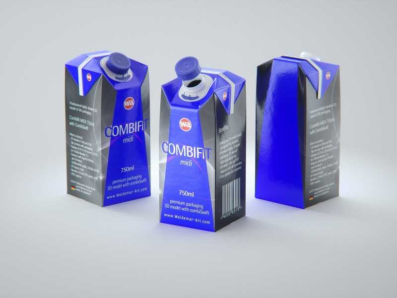 SIG Combifit Midi 750ml with CombiSwift carton packaging 3D model