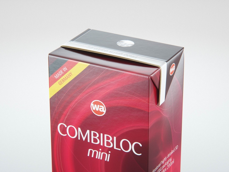 SIG Combibloc Mini 200ml carton packaging 3d model with a straw hole