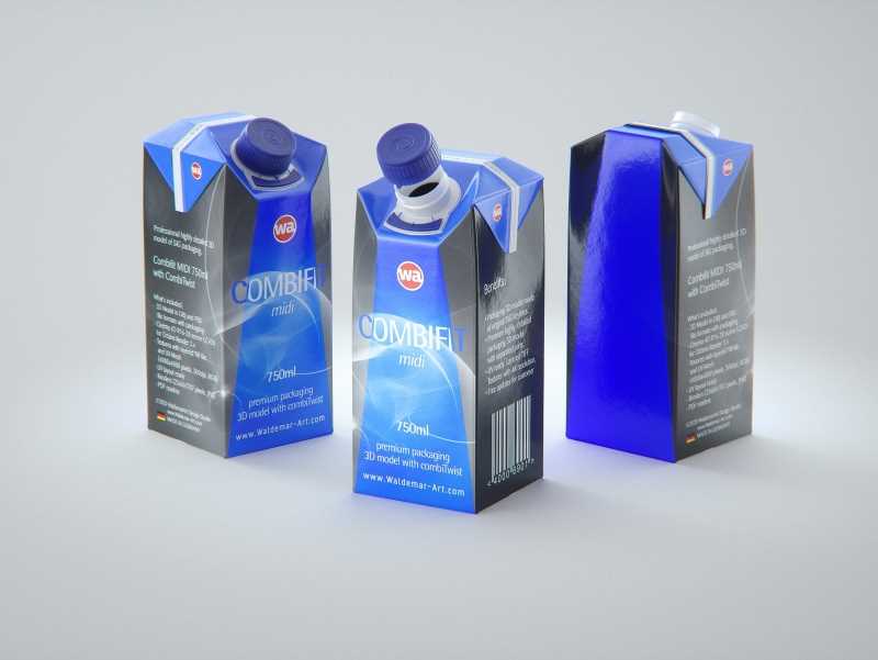 SIG Combifit Midi 750ml with CombiTwist carton packaging 3D model