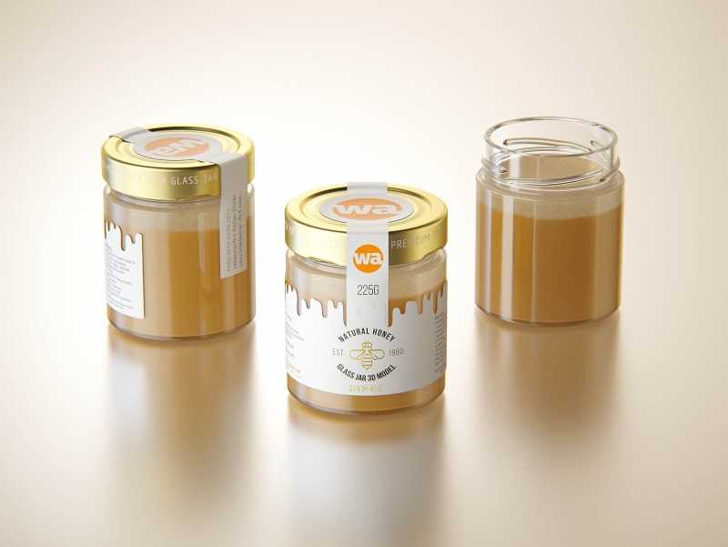 Danish Honey Glass Jar 225g packaging 3d model