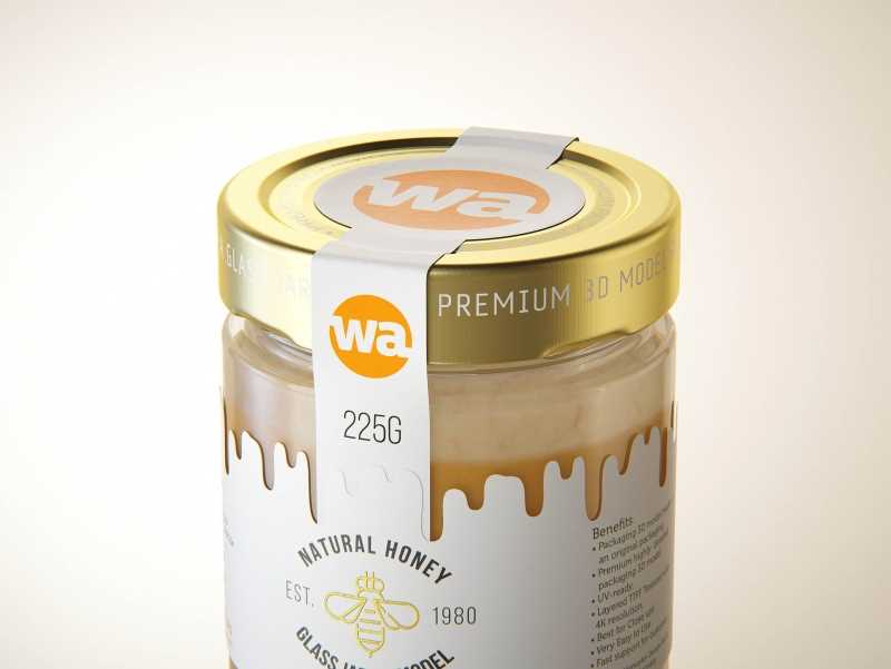 Danish Honey Glass Jar 225g packaging 3d model