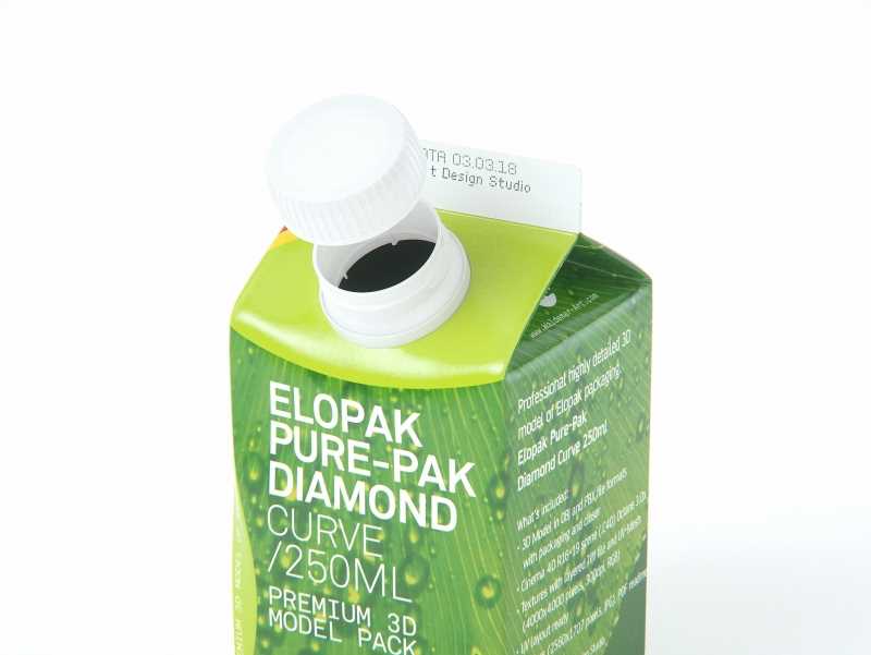 Packaging 3D model of Elopak Pure-Pak Diamond Curve 250ml