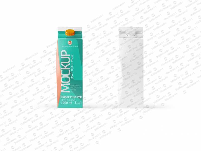 Packaging Mockup of Elopak Pure-Pak Classic-Curve 1000ml - Front view