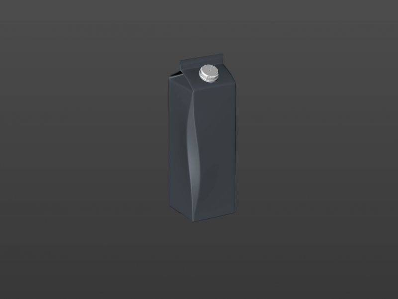 Premium carton packaging 3D model of Elopak Pure-Pak Classic Curve 1000ml with tethered cap TwistFlip 29