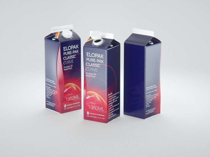 Elopak Pure-Pak Classic Curve 1000ml packaging 3d model