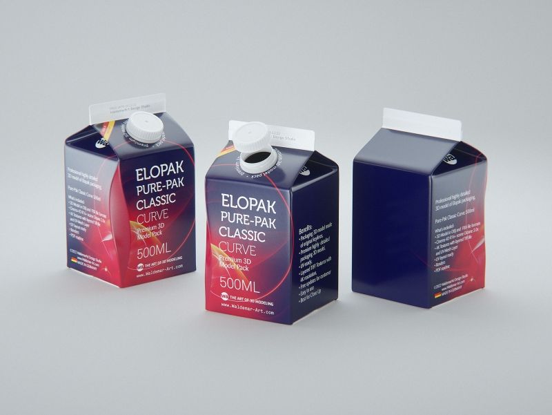 Elopak Pure-Pak Classic Curve 500ml packaging 3D model