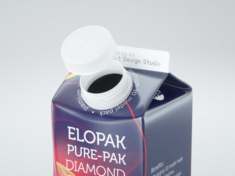 Elopak Pure-Pak Diamond-Curve Fresh 500ml premium packaging 3D model