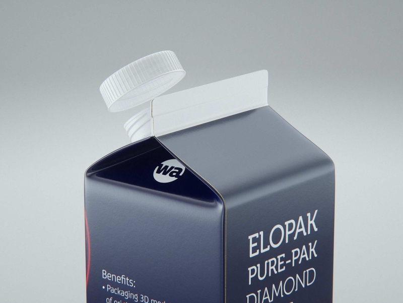 Elopak Pure-Pak Diamond-Curve Fresh 500ml premium packaging 3D model