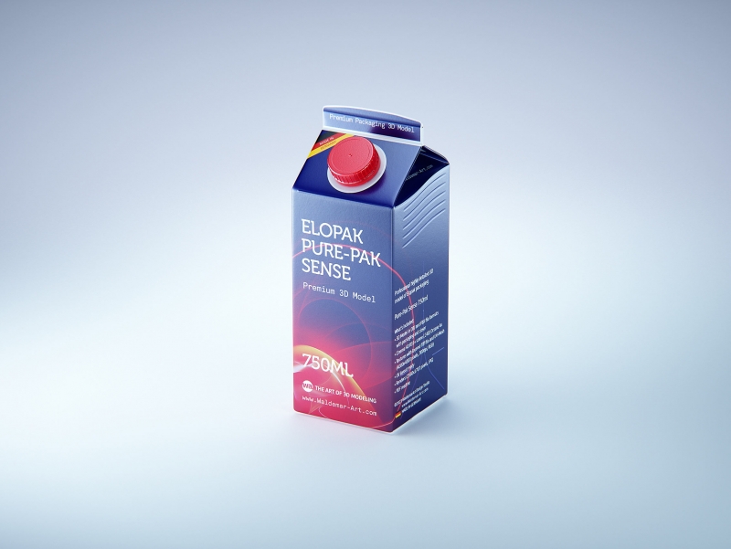 Elopak Pure-pak Sense 750ml prepium juice carton packaging 3D model pack