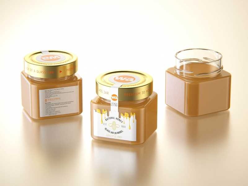 Eucalyptus Honey Glass Jar 275g packaging 3d model