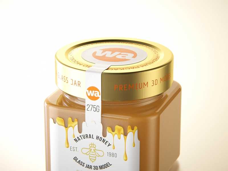 Eucalyptus Honey Glass Jar 275g packaging 3d model