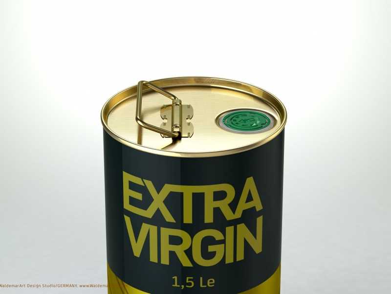 Packaging 3D model of an Olive Oil Tin Metal Can 1.5le 3D with handle