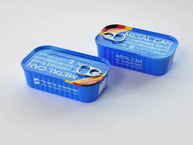 Packaging 3D model of the Metal can 120g for canned food with pull tab