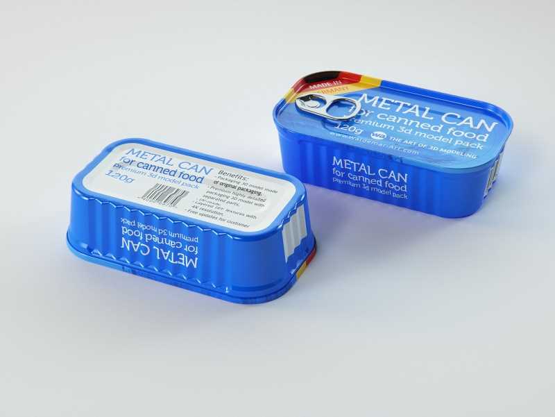 Packaging 3D model of the Metal can 120g for canned food with pull tab