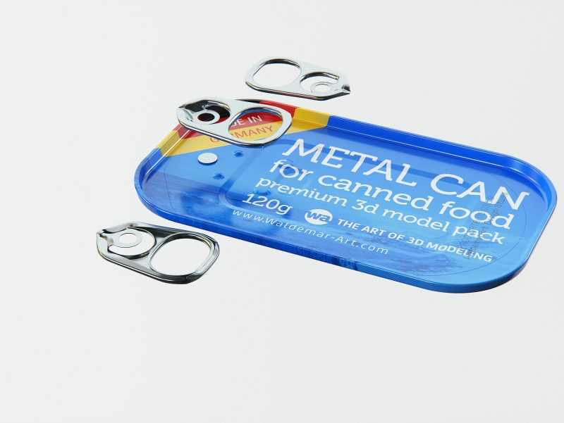 Packaging 3D model of the Metal can 120g for canned food with pull tab