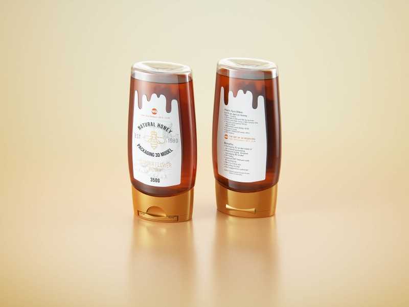 Flower Honey Plastic Pack 350g Packaging 3D model