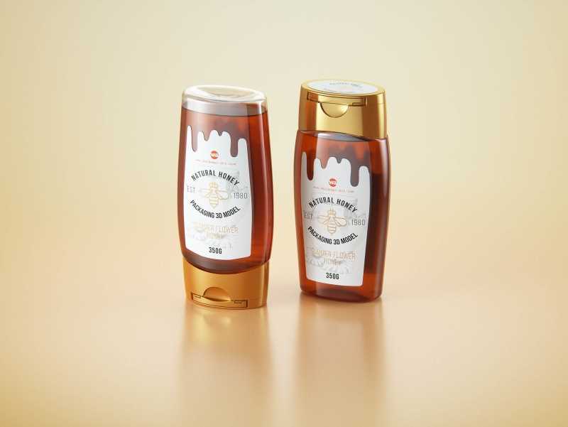 Flower Honey Plastic Pack 350g Packaging 3D model