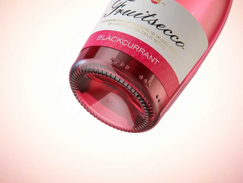 Fruit Secco glass bottle 200ml packaging 3d model with a Pull-off tab