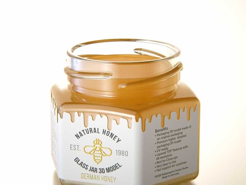 German Honey Glass Jar 125g packaging 3d model
