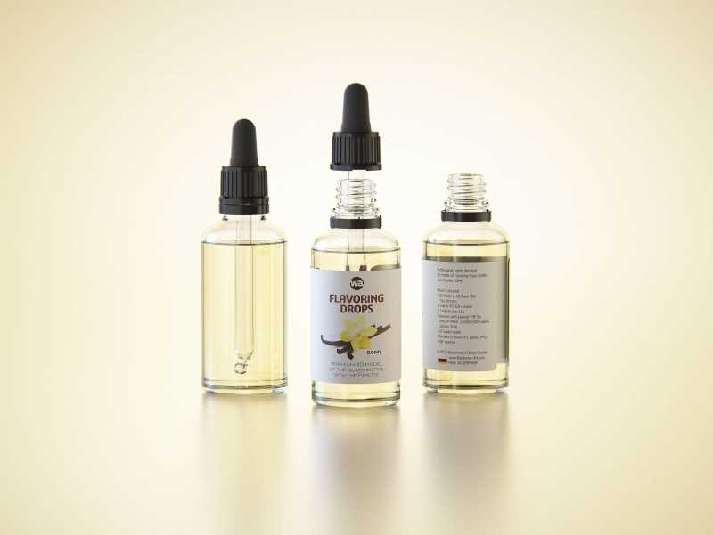 Glass bottle of Flavoring Drops 50ml with pipette 3D model pack