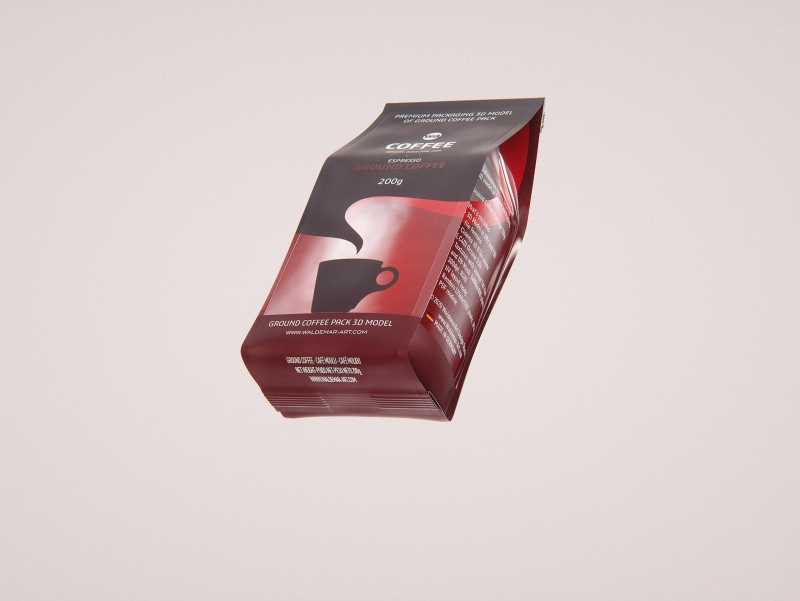 Ground Coffee Bag 200g packaging 3d model