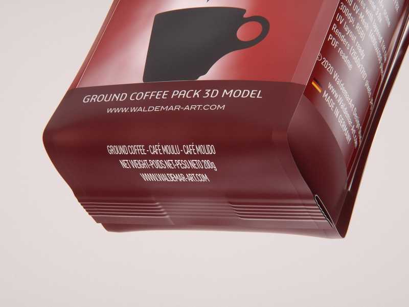 Ground Coffee Bag 200g packaging 3d model