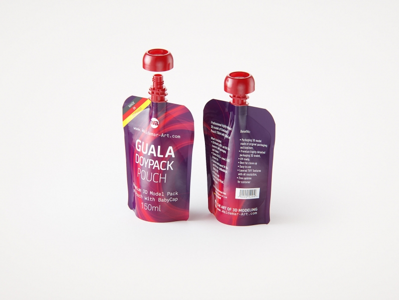Guala Doypack Pouch 150ml premium packaging 3d model with a BabyCap