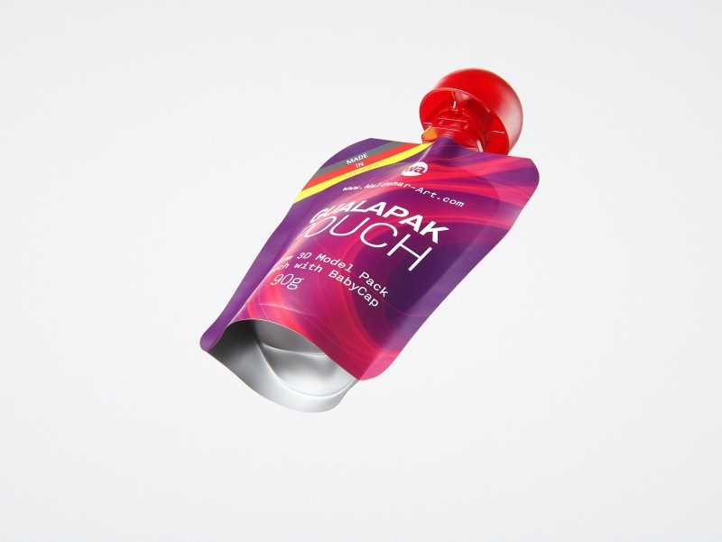 Packaging 3D model of Gualapack Pouch 90g with BabyCap