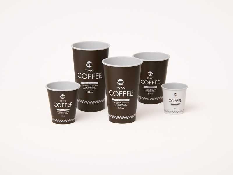 Group of Paper Coffee-To-Go Cups 3D model pack (4oz, 6oz, 12oz, 16oz, 20oz)