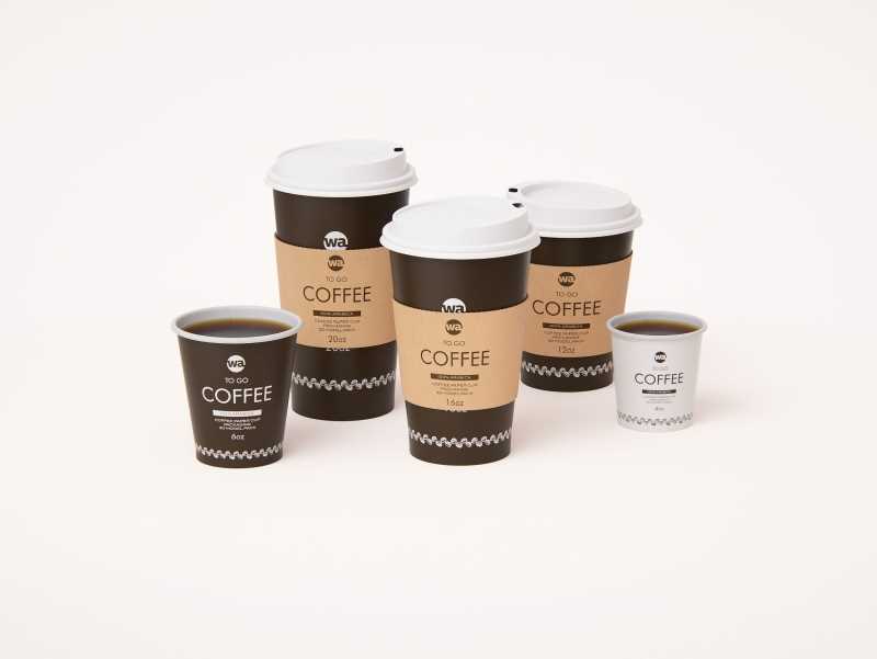 Group of Paper Coffee-To-Go Cups 3D model pack (4oz, 6oz, 12oz, 16oz, 20oz)