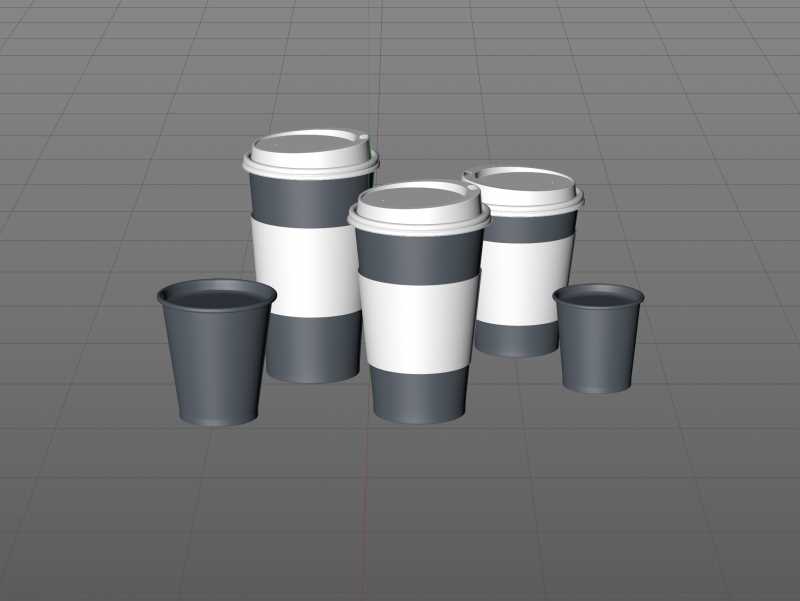Group of Paper Coffee-To-Go Cups 3D model pack (4oz, 6oz, 12oz, 16oz, 20oz)