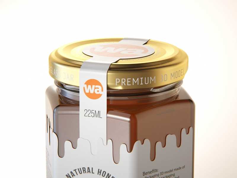 Italian Honey Glass Jar 225ml packaging 3d model