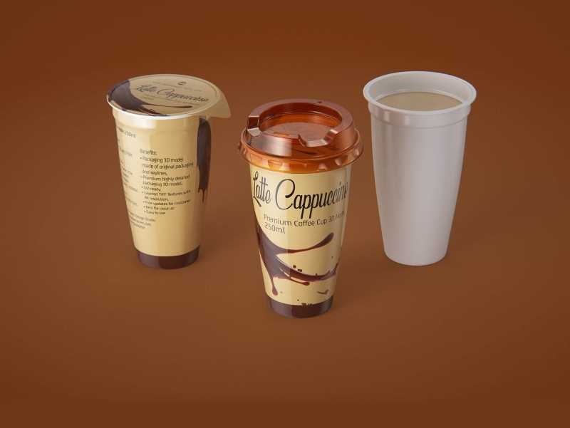 Latte Cappuccino Coffee Cup 250ml packaging 3D model