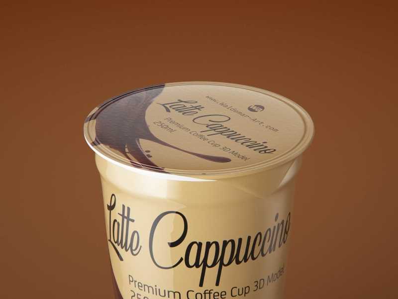 Latte Cappuccino Coffee Cup 250ml packaging 3D model