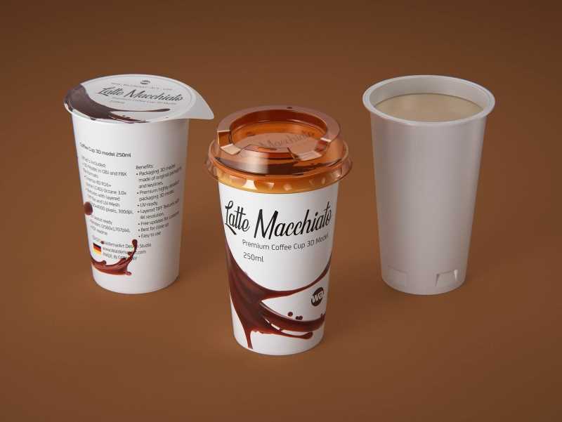 Latte Macchiato Coffee Cup 250ml packaging 3D model