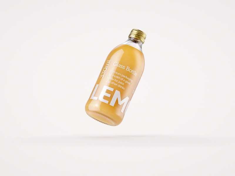 Lemonade Glass bottle 330ml premium packaging 3d model pack