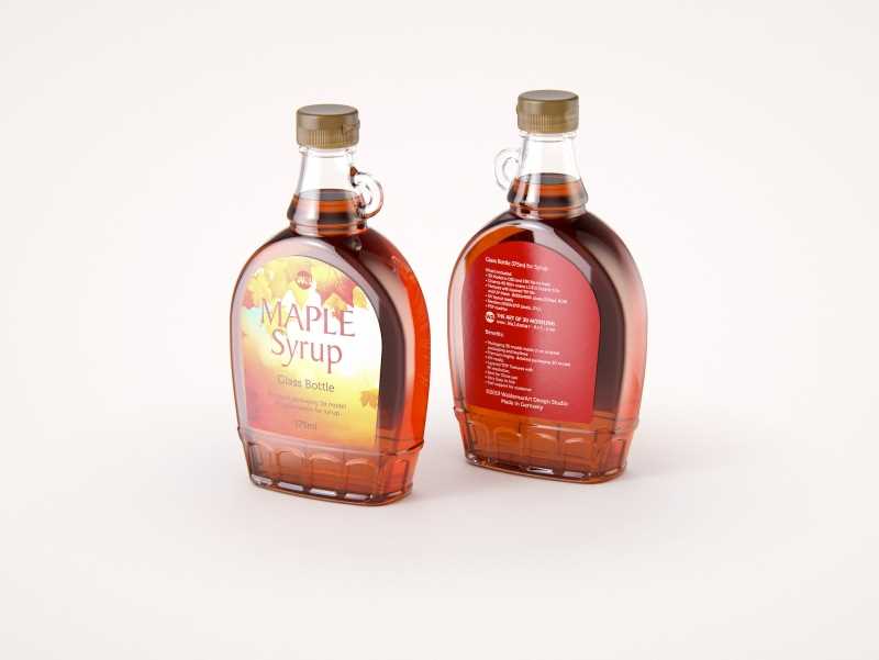 Maple Syrup Glass bottle 375ml 3D model pack (with a glass pattern)