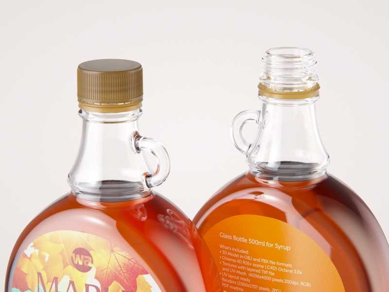 Maple Syrup Patterned Glass bottle 500ml 3D model pack