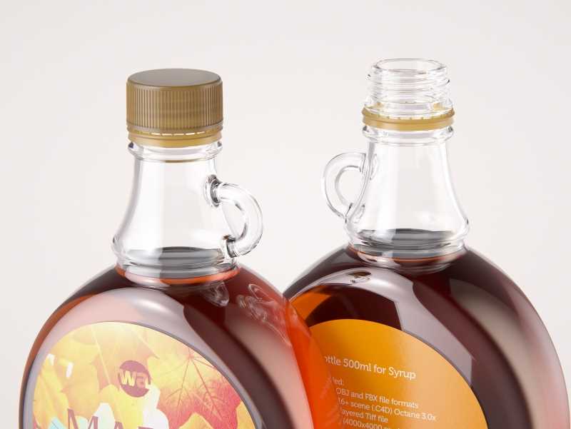 Maple Syrup Clear Glass bottle 500ml 3D model pack
