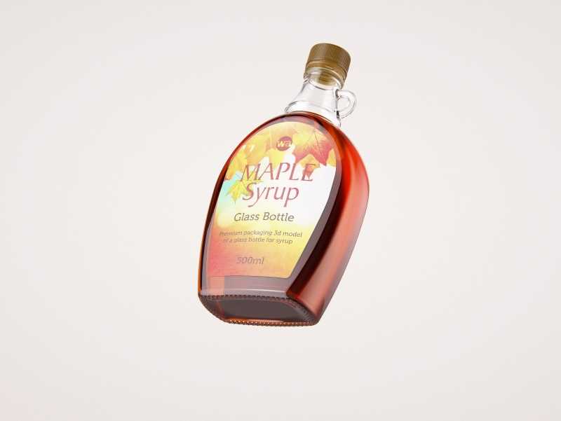 Maple Syrup Clear Glass bottle 500ml 3D model pack