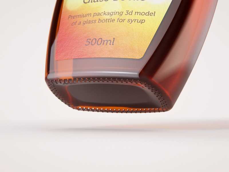 Maple Syrup Clear Glass bottle 500ml 3D model pack