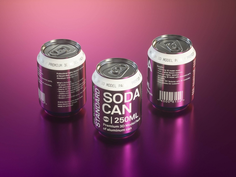Ball/Rexam Soda Metal Can 250ml Premium 3D model pack