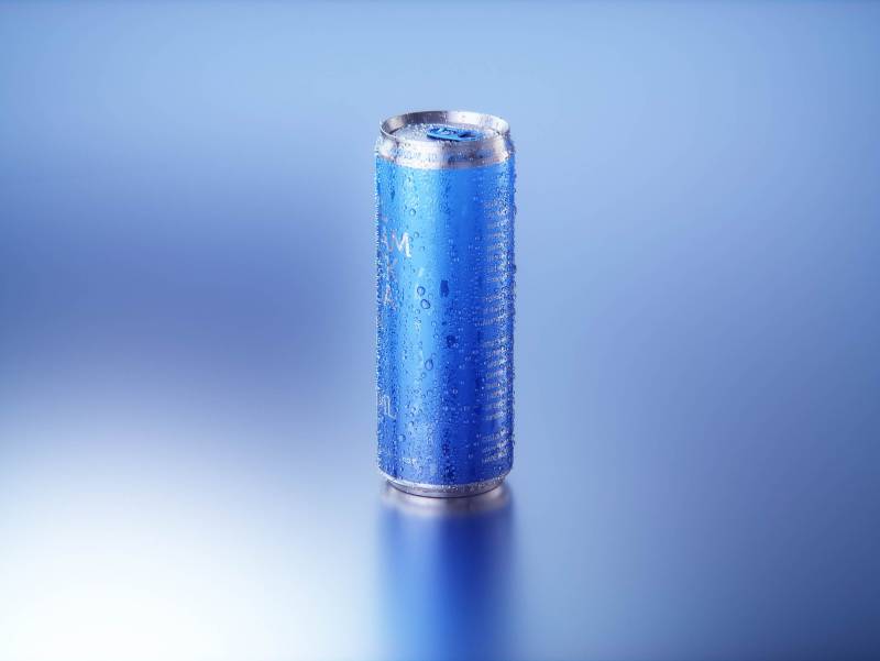 BALL (REXAM) Aluminum Sleek Soda Can 350/355ml Premium 3D packaging model pack with a water condensation and frost