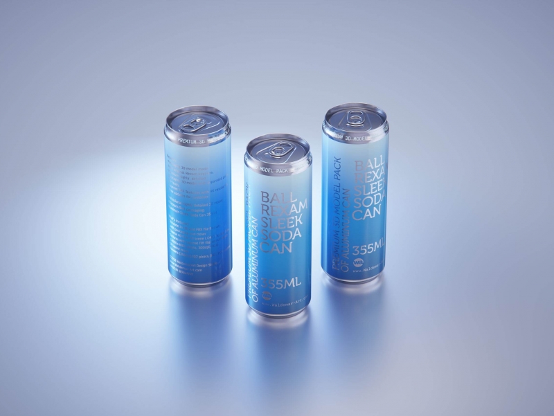 Ball/Rexam Metal Sleek Can 355ml Premium 3D model pack